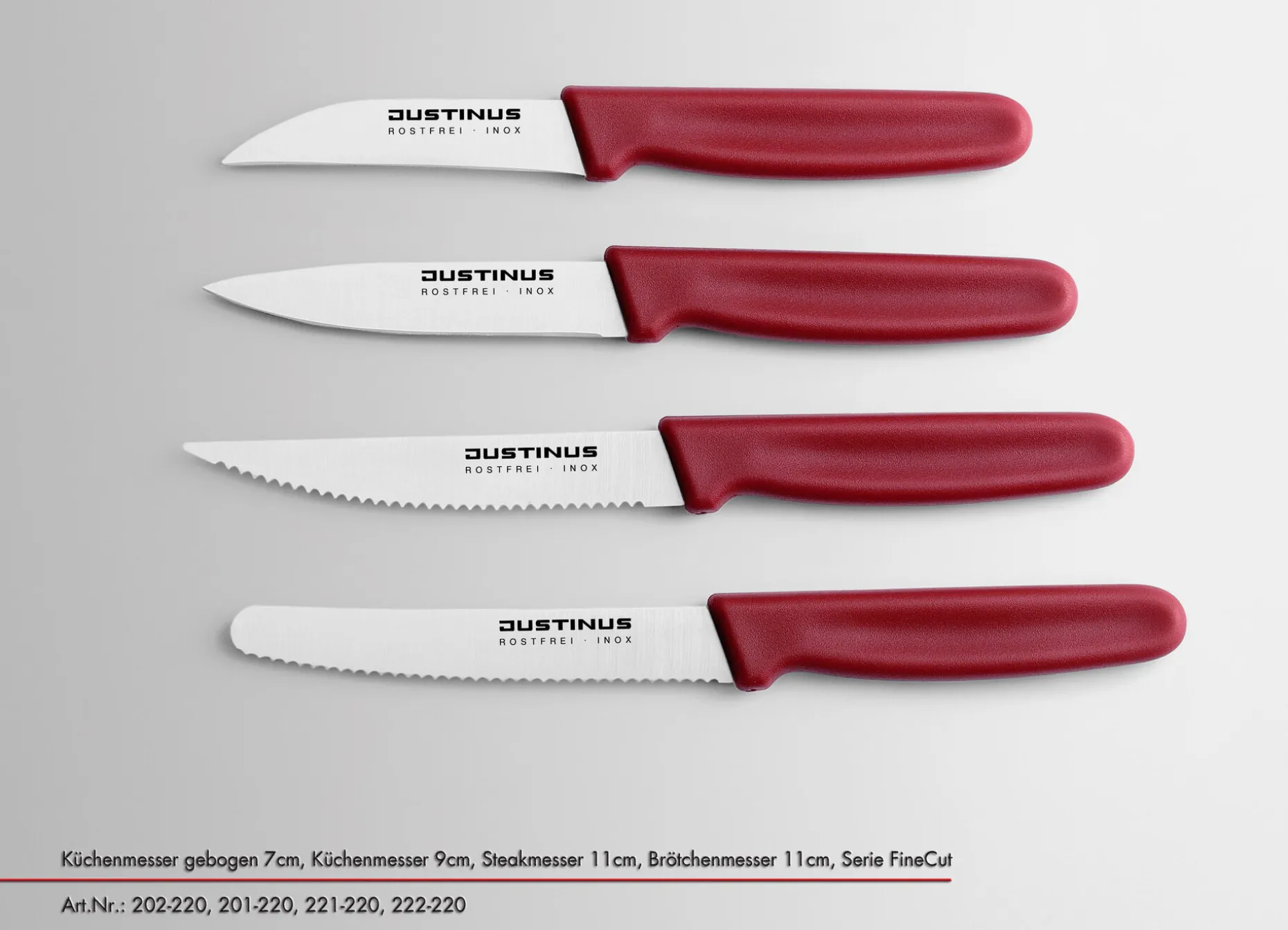 Küchenmesser geb., 7, Fine Cut roter Griff